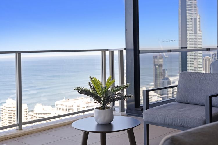 Enjoy your morning coffee in our spacious balcony overlooking the ocean and the city