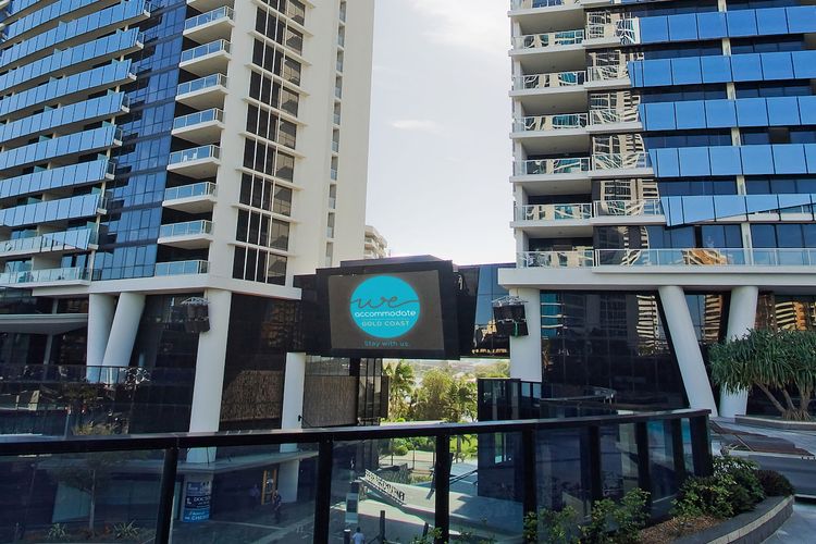 Apartment tower entrance