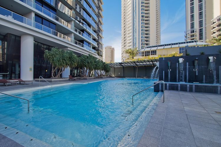 Outdoor lagoon style pool for the guests to enjoy