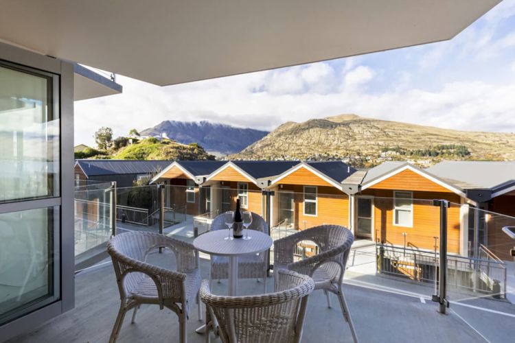 Patio with mountain views
