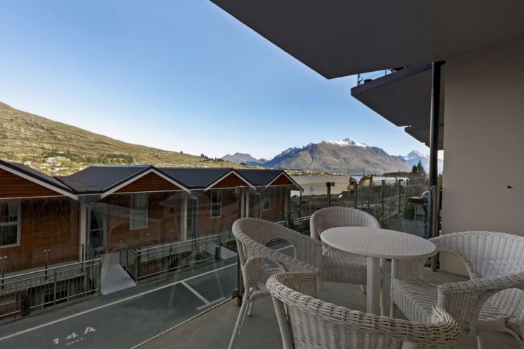 Patio with mountain views