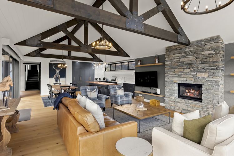 Living area with gas fire and central heatpump system