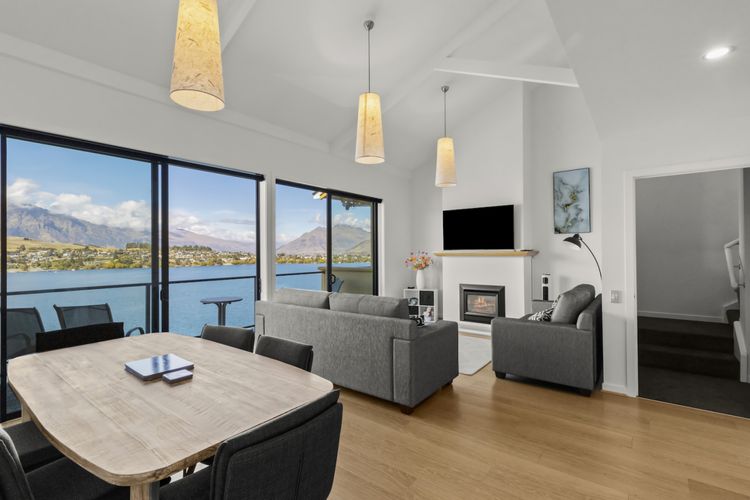 Open plan living with gas fireplace