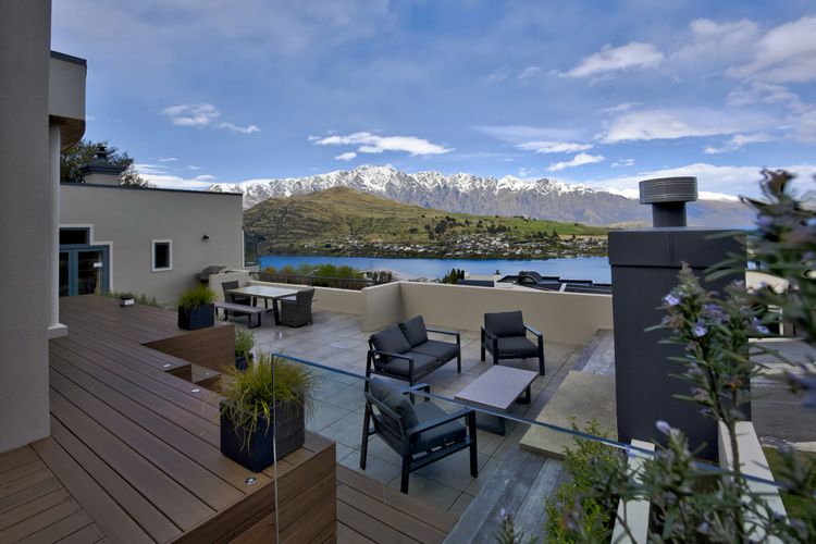 Snow capped mountain ranges