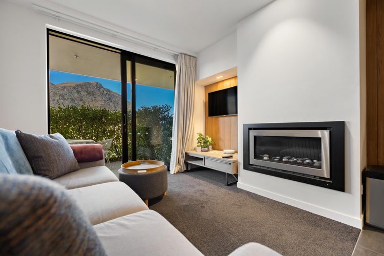 Cosy living space with gas fireplace