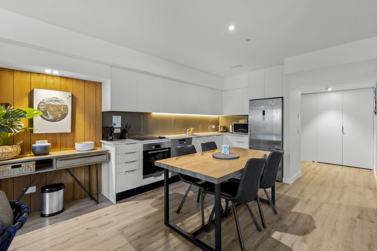 Open plan kitchen and dining area