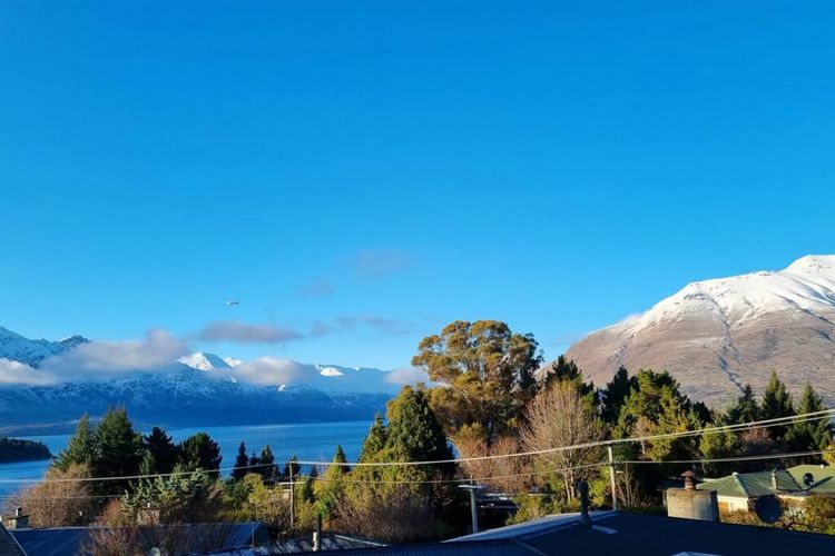Snow capped mountains in winter