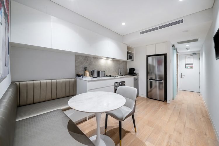 Enjoy meals or morning coffee in your private dining corner.