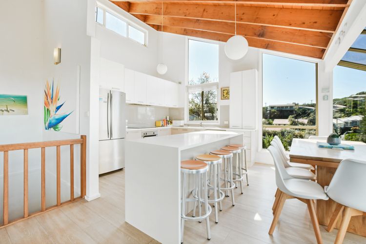 Kitchen with Island and Bar Stools