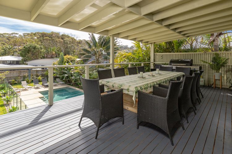 Balcony Dining Area with Pool View