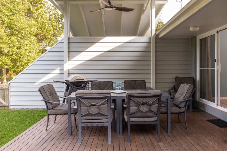 covered outdoor area with BBQ