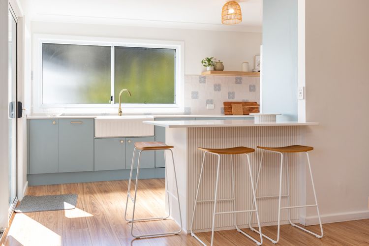 Kitchen with Island and Bar Stools