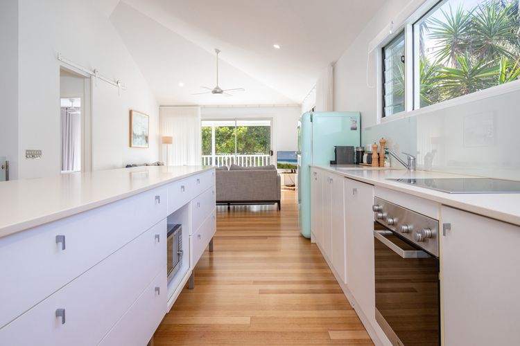 Kitchen with White Counters and Island