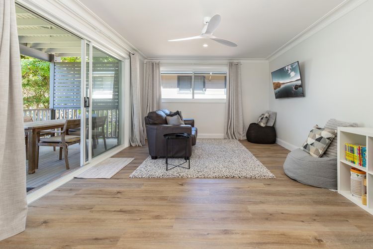 Open Living Room with Sliding Doors