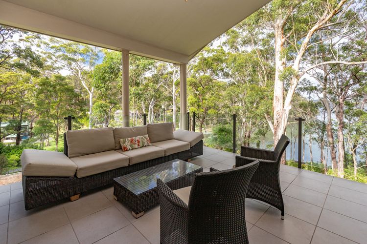 Covered Outdoor Lounge with Lake View