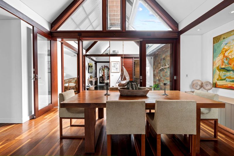 Dining table set inside the residence