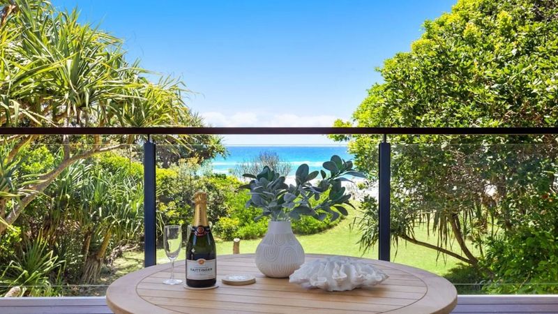 Chilled champagne waiting on the balcony