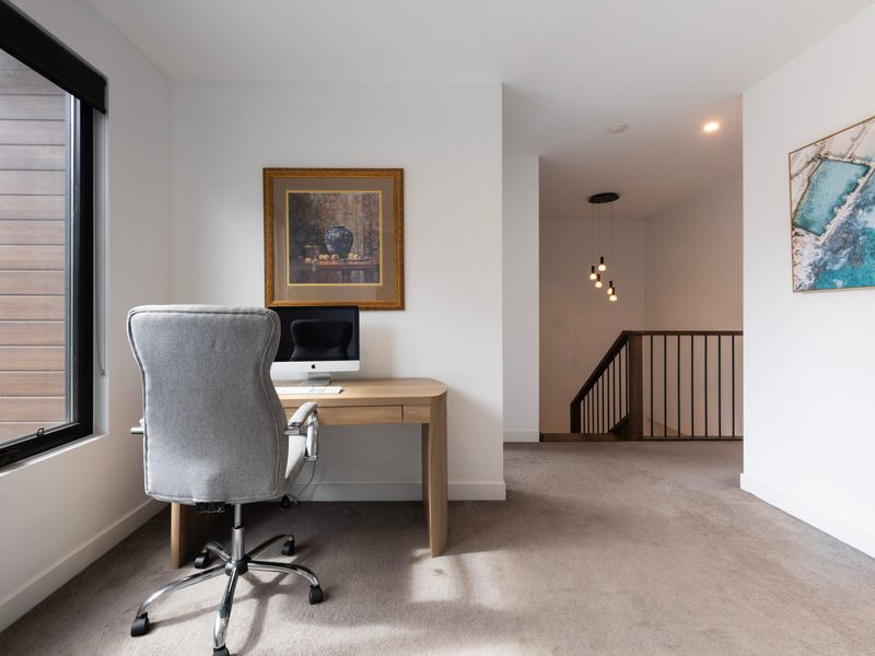 Quiet study nook with a dedicated desk and chair