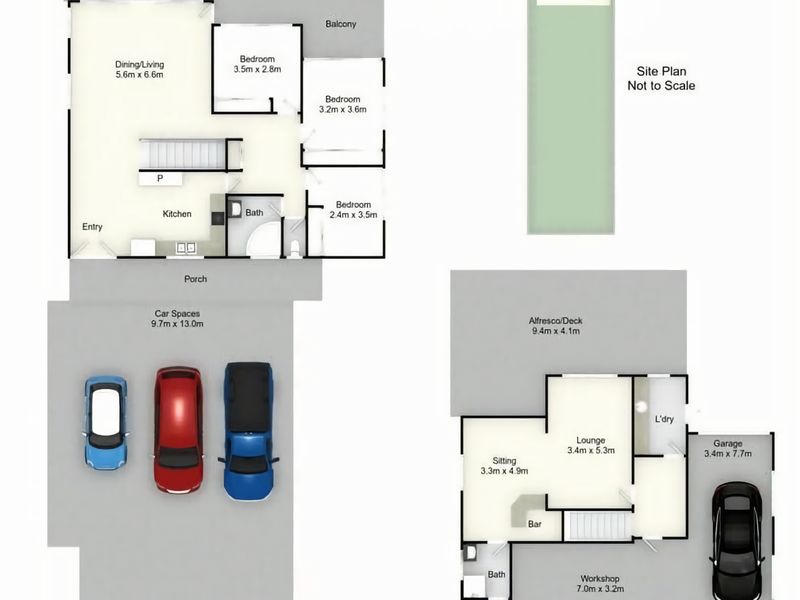 Floor plan and parking layout for easy trip planning.
