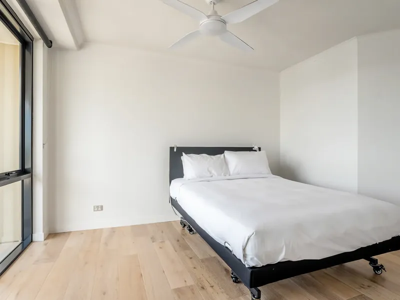 Natural light touches the room