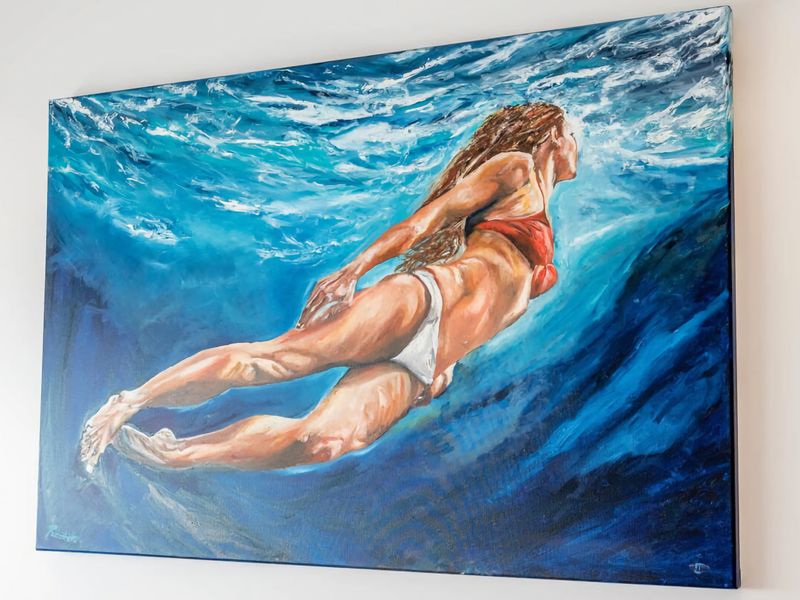 Dive into tranquility: a brushstroke of serenity on canvas
