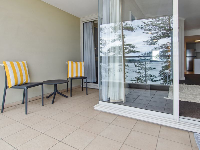 Spacious balcony with beach view