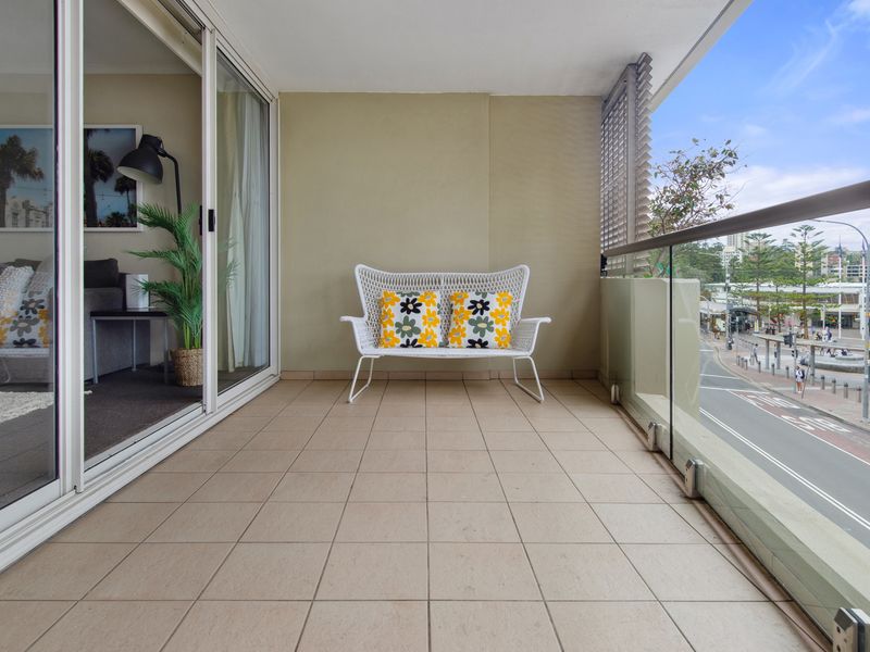 Spacious balcony with beach view