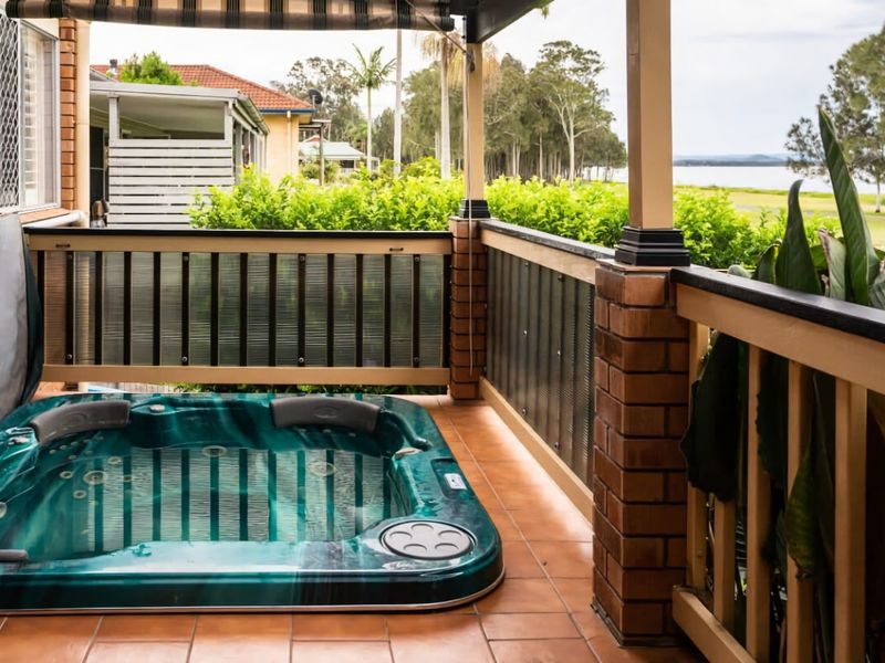 Unwind in the hot tub while enjoying the serenity of the outdoors