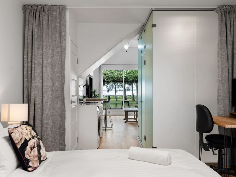 Stay productive with a private work area in your studio suite.