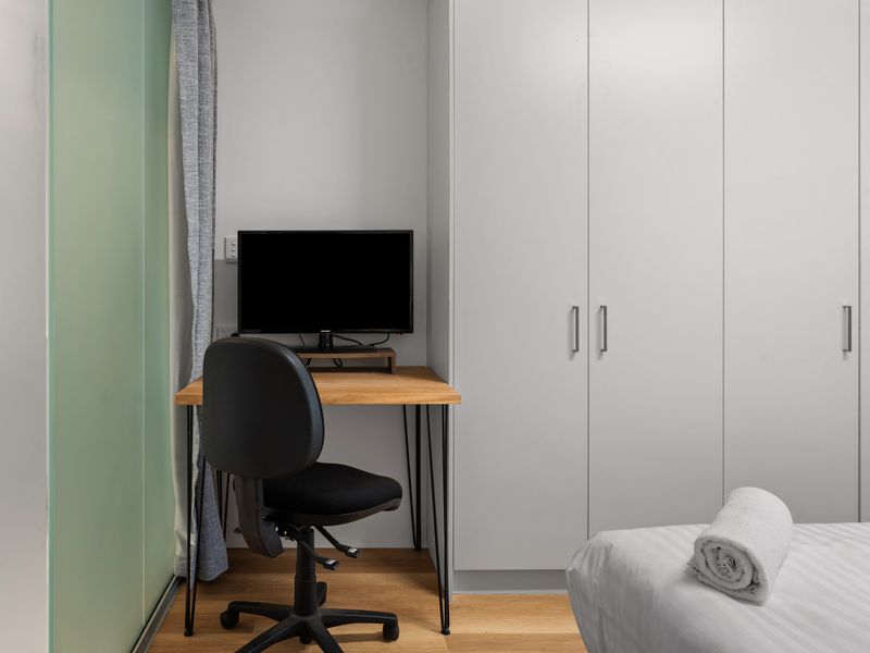 Stay productive with a private work area in your studio suite.
