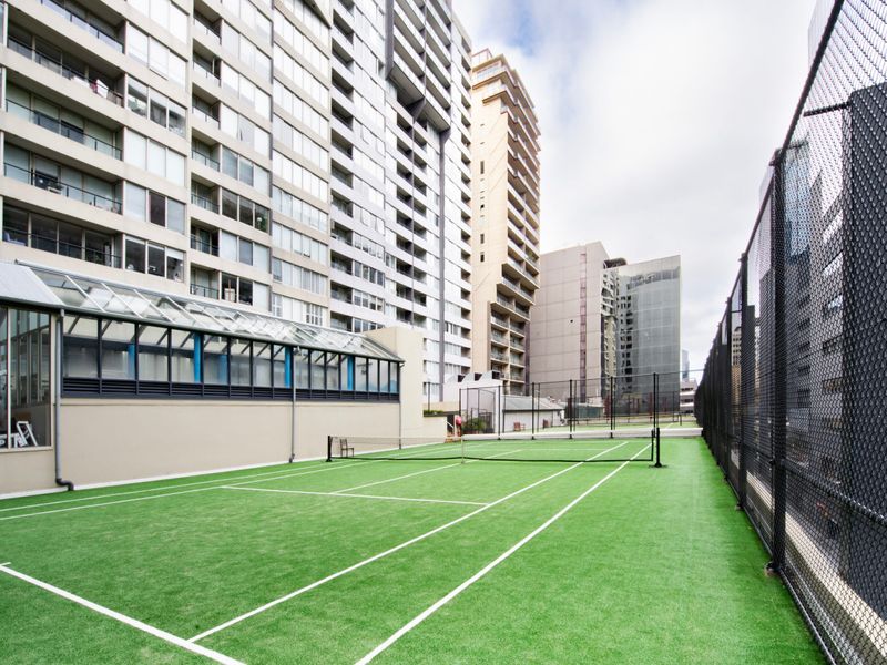 On-site tennis court for guests to enjoy