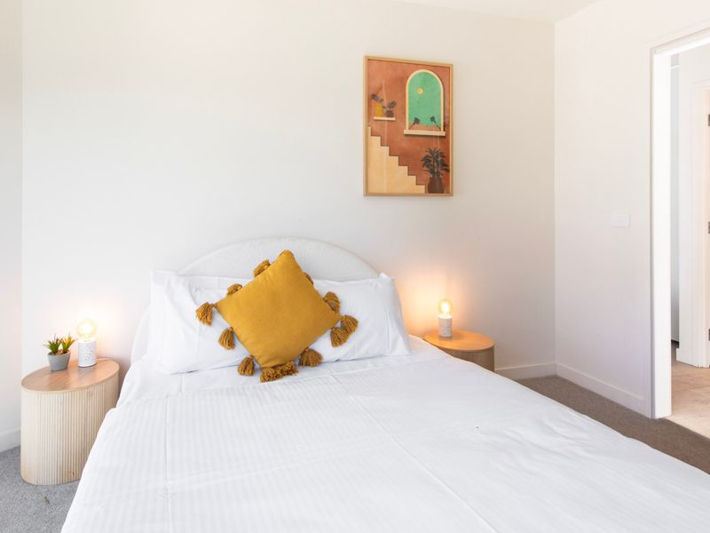 Cozy bedroom with fresh linens provided