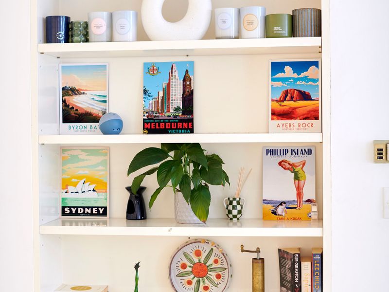 Stylish and thoughtfully curated bookshelf, adding character to the space