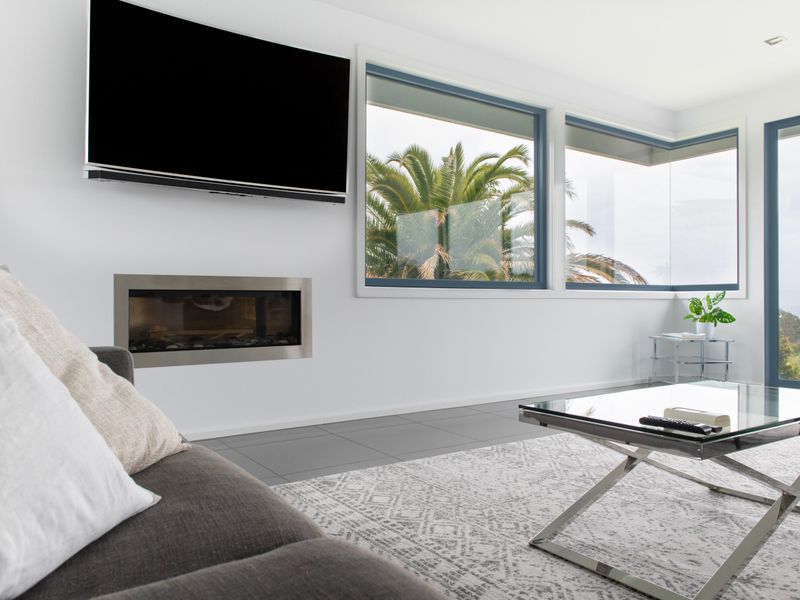 Modern living space with Smart TV and seamless indoor-outdoor flow