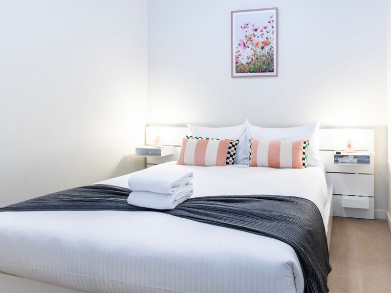 Sleep comfortably in our inviting, tastefully decorated bedroom