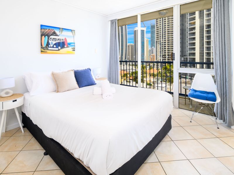 Master bedroom with a queen bed