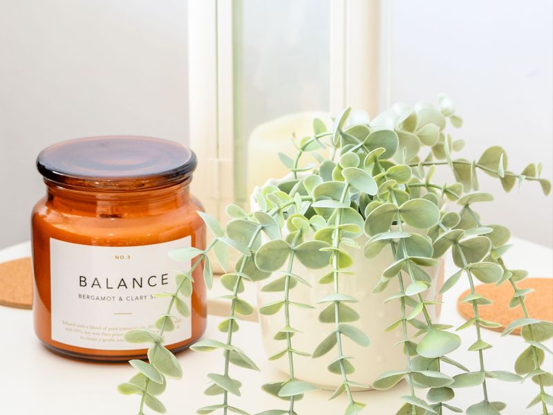 An aromatic candle to create a calming, relaxing mood.