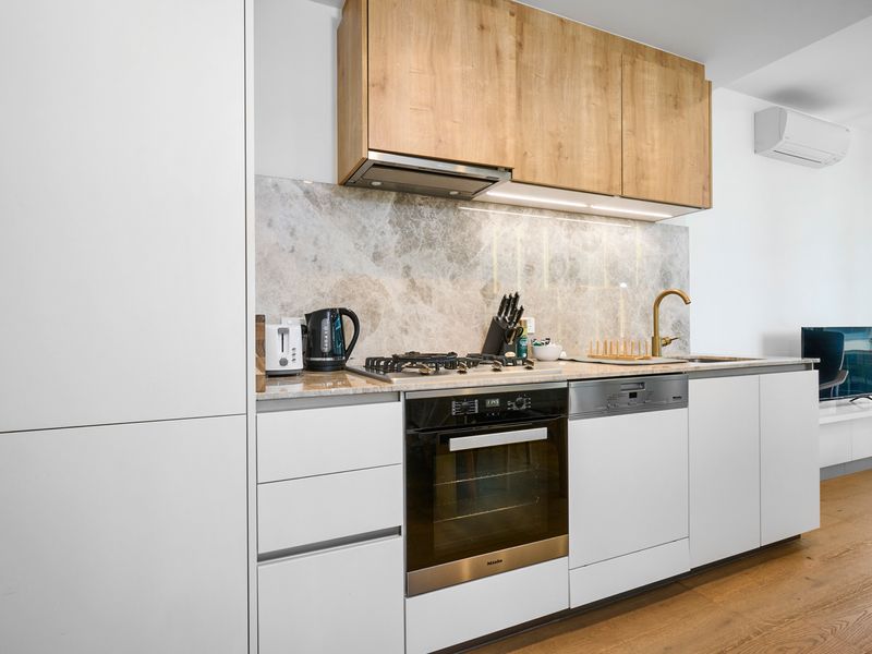 Contemporary kitchen with quality appliances and stylish finishes