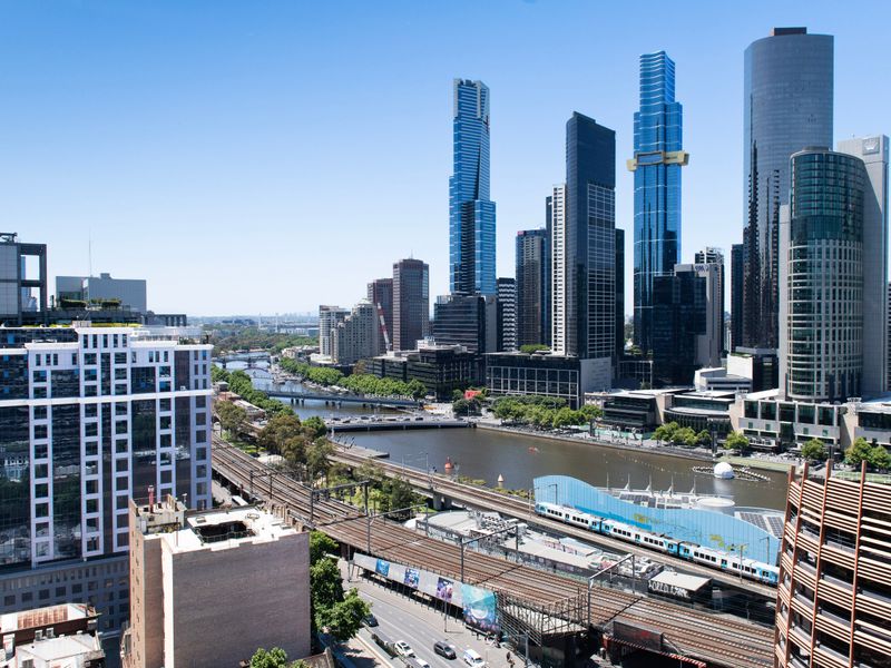 Sweeping views across the CBD and river