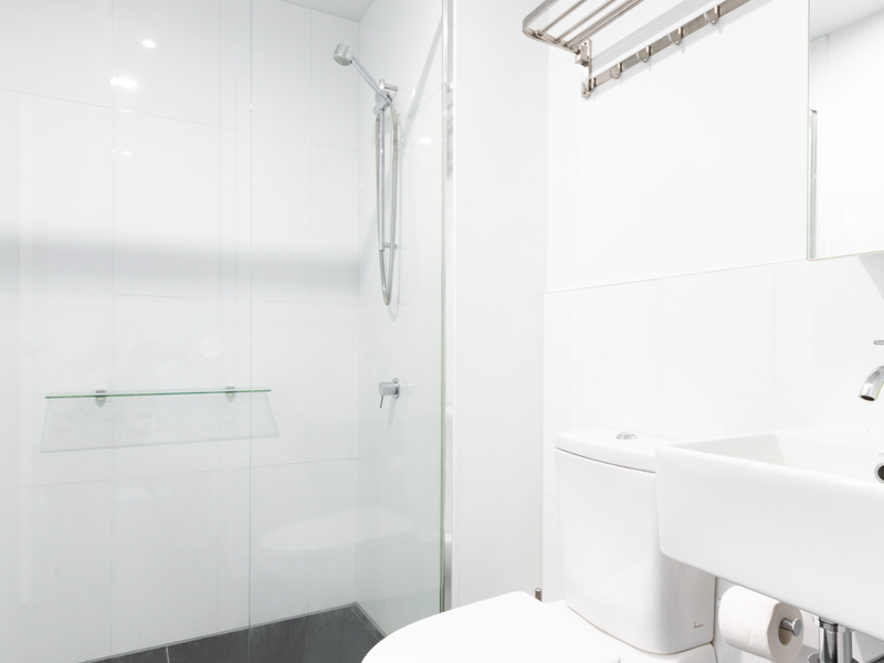 Simple bathroom with walk in shower