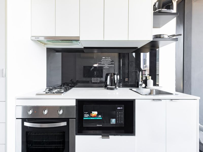 Equipped kitchen with stainless steel appliances