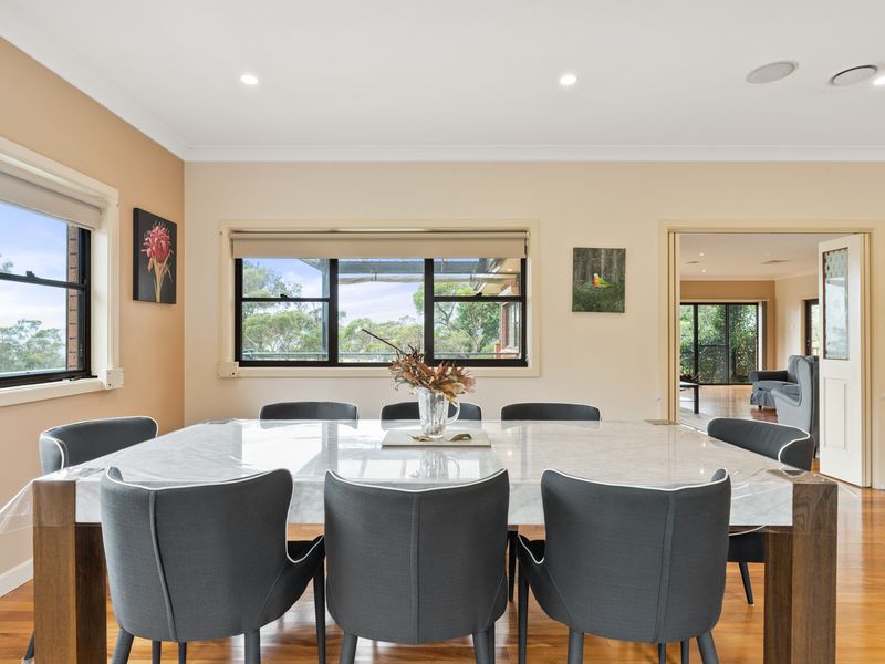 The dining table offers a great space for group meals.