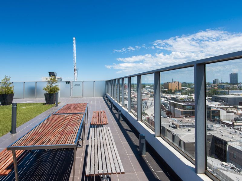 Outdoor tables and chairs on the roof