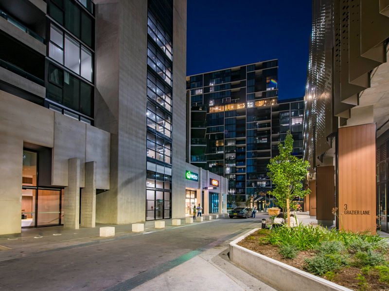 Vibrant urban street scene at night