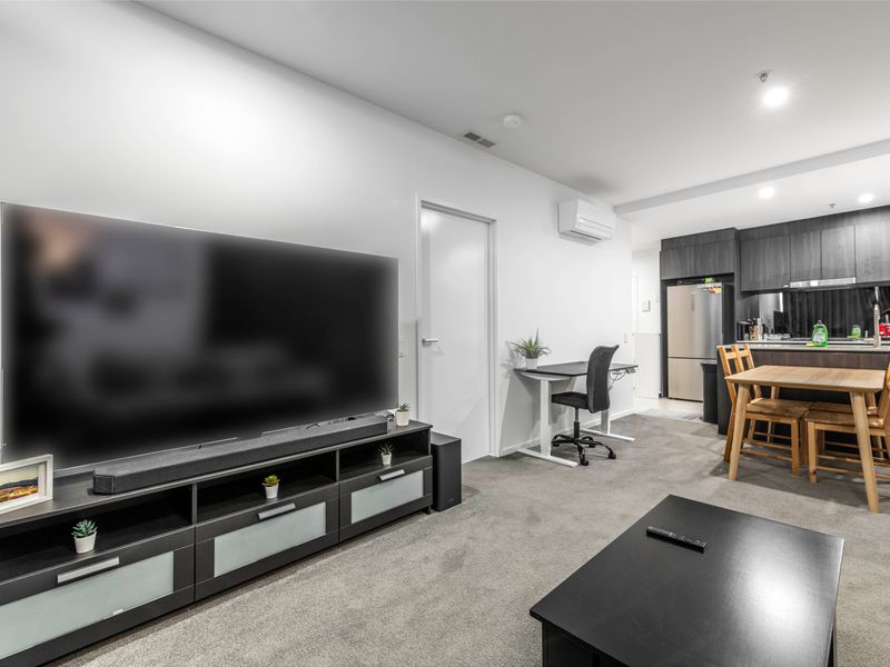 Cozy living room with large TV