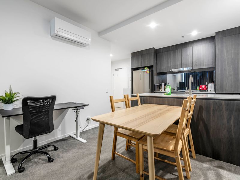 Dining area with workspace nook