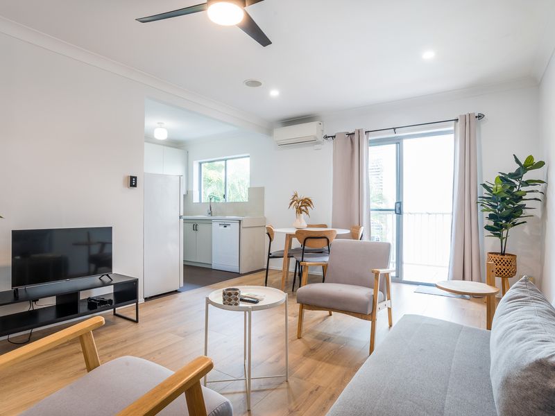 With flatscreen TV for entertainment