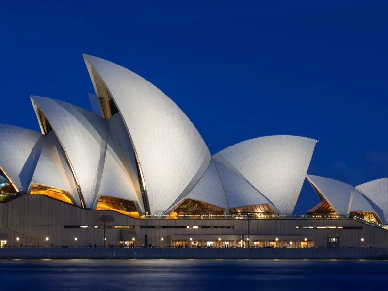 An icon illuminated: Sydney Opera House at night.