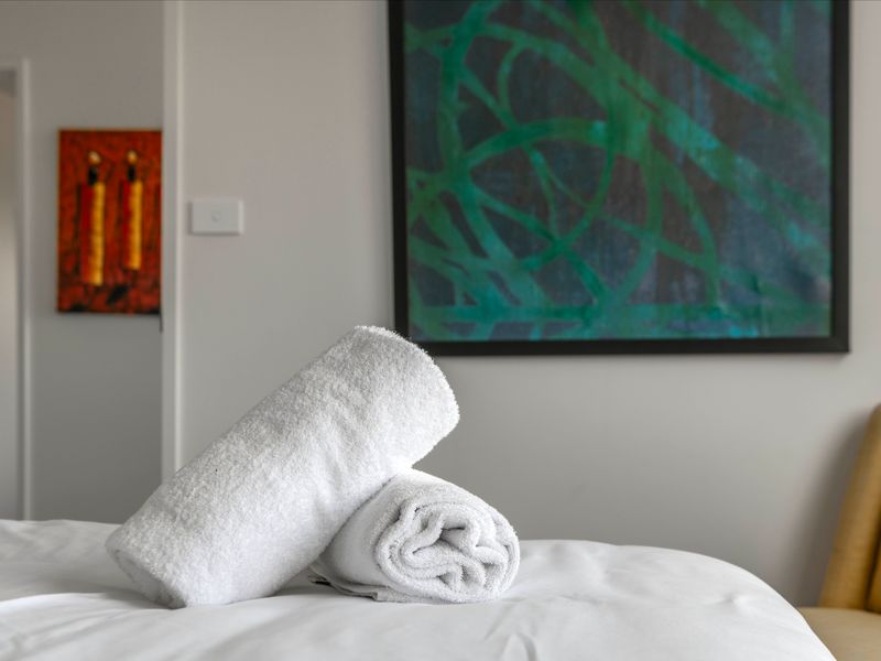 Fresh towels prepared for your stay