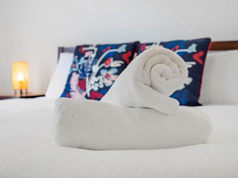 Fresh towels and soft pillows for a restful night’s sleep